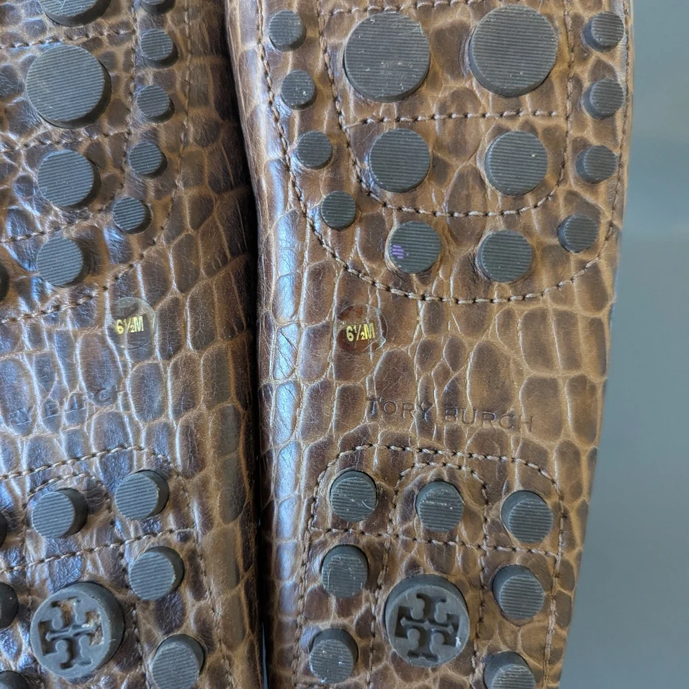 Tory Burch Kendrick Brown Croc Leather Driving‎ Loafers 6.5